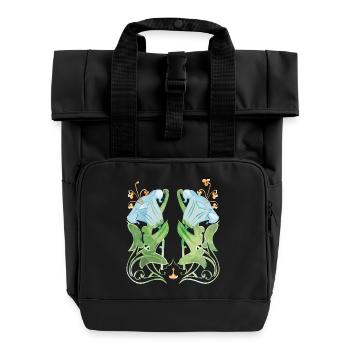 Symmetrische Lilienkunst für elegante Kleidung - Rolltop Rucksack mit zwei Griffen - Schwarz - Vorne