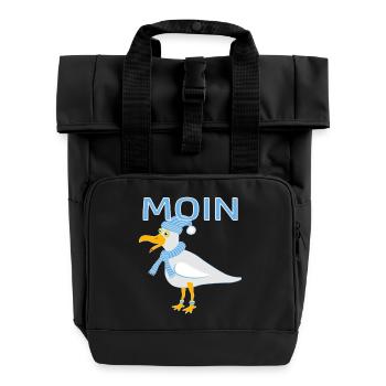 Lustige Möwe - Rolltop Rucksack mit zwei Griffen - Schwarz - Vorne