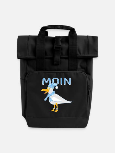 Lustige Möwe - Rolltop Rucksack mit zwei Griffen - Schwarz