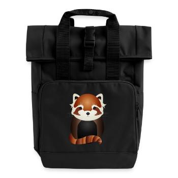 exotischer zauberhafter kleiner roter Panda Bär - Rolltop Rucksack mit zwei Griffen - Schwarz - Vorne