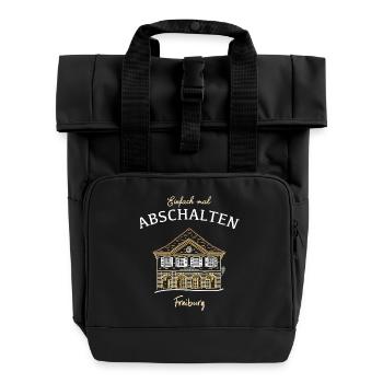 Freiburg, Münsterplatz, Alte Wache - Rolltop Rucksack mit zwei Griffen - Schwarz - Vorne