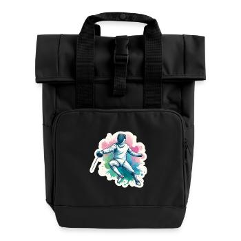 Coloured fencing - Roll Top Backpack with Two Handles - black - Front