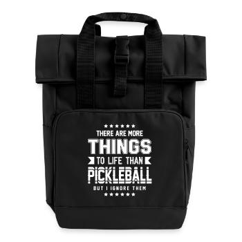 Pickleball - Roll Top Backpack with Two Handles - black - Front