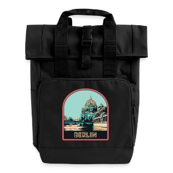 Illustration Historische Mitte Berlins - Rolltop Rucksack mit zwei Griffen - Schwarz - Vorne