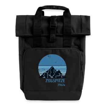 Höhe Zugspitze Design - Rolltop Rucksack mit zwei Griffen - Schwarz - Vorne