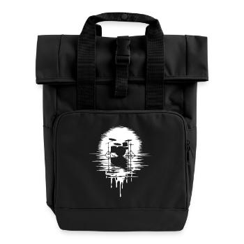 Drumset Silhouette Drums with Reflection - Roll Top Backpack with Two Handles - black - Front