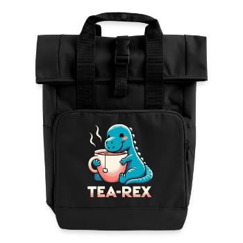 Tea Rex Tea Rex Tea Drinker Gift - Roll Top Backpack with Two Handles - black - Front