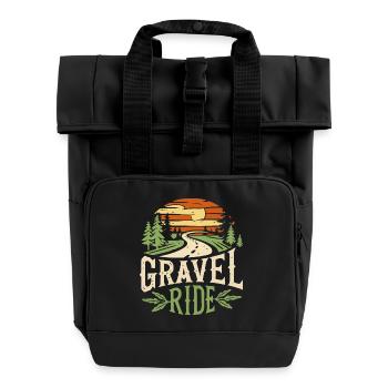 Schotterfahrt Abenteuer - Rolltop Rucksack mit zwei Griffen - Schwarz - Vorne