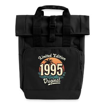 1995 Vintage - 30 Years - Roll Top Backpack with Two Handles - black - Front