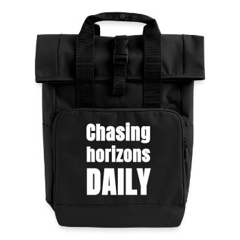 Chasing horizons daily - Rolltop Rucksack mit zwei Griffen - Schwarz - Vorne