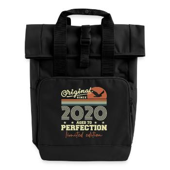 Original 2020 Retro 2020 Jubiläumsgeschenk - Rolltop Rucksack mit zwei Griffen - Schwarz - Vorne