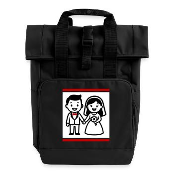 Ehepaar Hochzeit - Rolltop Rucksack mit zwei Griffen - Schwarz - Vorne