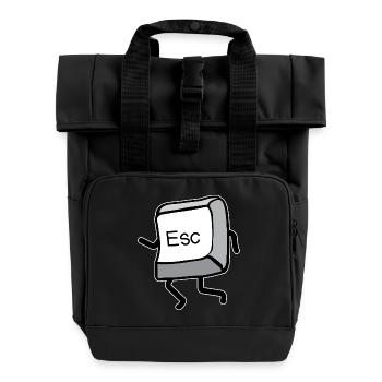 Cartoon Bewegung Esc-Taste - Rolltop Rucksack mit zwei Griffen - Schwarz - Vorne