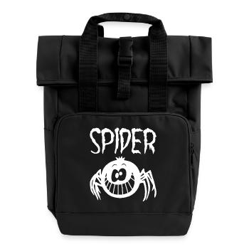 Fun Black Spider - Roll Top Backpack with Two Handles - black - Front