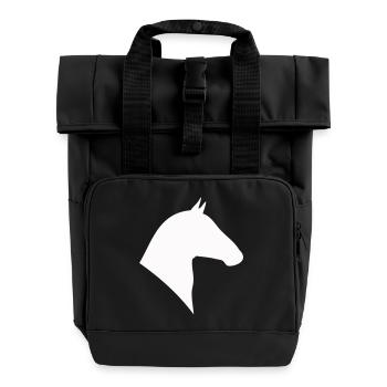 Pferdekopf Silhouette - Rolltop Rucksack mit zwei Griffen - Schwarz - Vorne