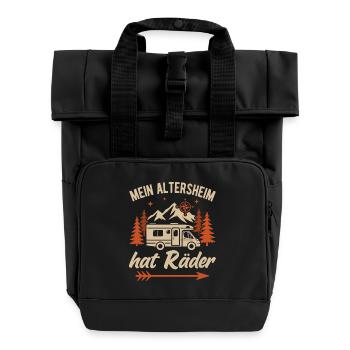 Camping Opa Camper Rentner Wohnmobil Ruhestand - Rolltop Rucksack mit zwei Griffen - Schwarz - Vorne