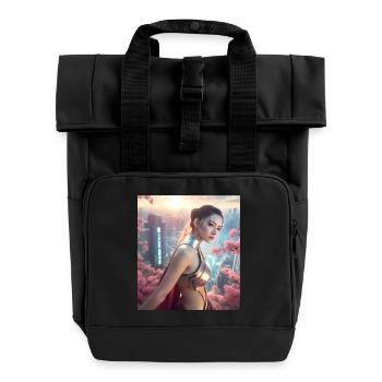 Cyber-Prinzessin über der Stadt _ GBC - Rolltop Rucksack mit zwei Griffen - Schwarz - Vorne