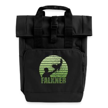 Style grunge fauconier avec oiseau de proie - Sac à dos Roll Top à deux anses - noir - Devant