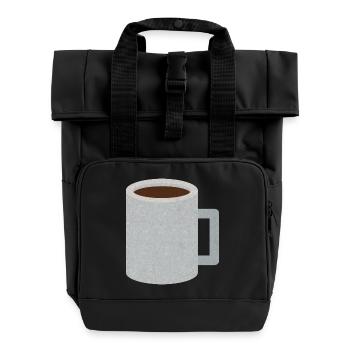 Stein-Speckle-Kaffeetasse - Rolltop Rucksack mit zwei Griffen - Schwarz - Vorne
