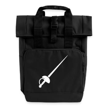 Rapier Fencing Musketeer Weapon Vector - Roll Top Backpack with Two Handles - black - Front