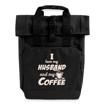 Love Husband and Coffee Quote Beige - Sac à dos Roll Top à deux anses - noir - Devant
