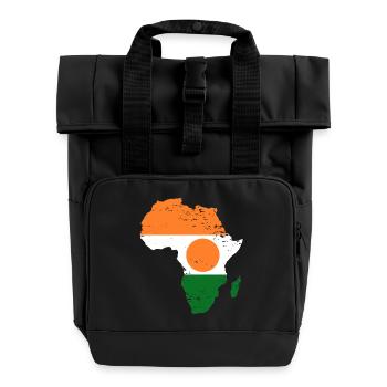 Niger_Flagge_Afrika_used - Rolltop Rucksack mit zwei Griffen - Schwarz - Vorne