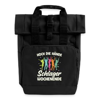 Schlager Party Schlagermusik Tanzparty Musik - Rolltop Rucksack mit zwei Griffen - Schwarz - Vorne