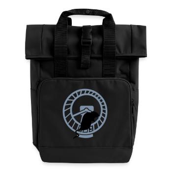 Ratte im Hamsterrad / rat in a wheel (2c) - Rolltop Rucksack mit zwei Griffen - Schwarz - Vorne