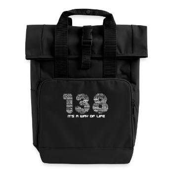 138 Trance (White Text) - Roll Top Backpack with Two Handles - black - Front
