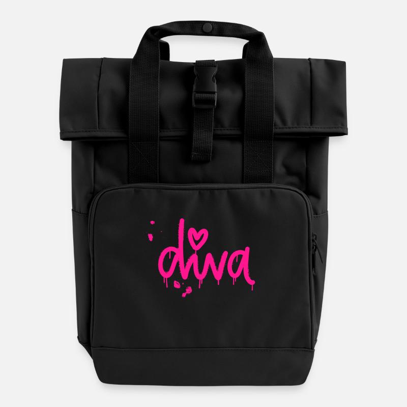 Diva - Rolltop Rucksack mit zwei Griffen - Schwarz