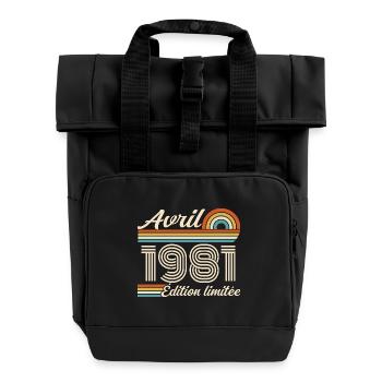 April 1981 Retro Geburtstag 1981 April 1981 - Rolltop Rucksack mit zwei Griffen - Schwarz - Vorne
