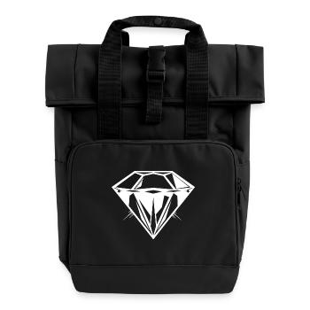 Diamond jewel symbol silhouette - Roll Top Backpack with Two Handles - black - Front