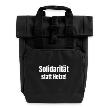 Solidarity instead of agitation° - Roll Top Backpack with Two Handles - black - Front