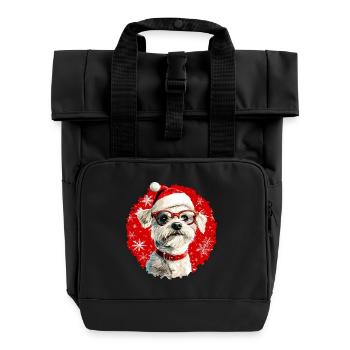 Dogs Christmas - Roll Top Backpack with Two Handles - black - Front