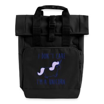 i dont care im a unicorn - Roll Top Backpack with Two Handles - black - Front
