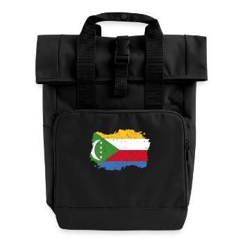 Roots roots flag homeland country Comoros png - Roll Top Backpack with Two Handles - black - Front