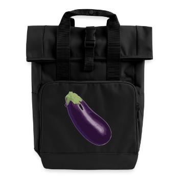 aubergine,Gemüse, - Rolltop Rucksack mit zwei Griffen - Schwarz - Vorne