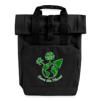 Save the Planet - Climate Protection - Roll Top Backpack with Two Handles - black - Front