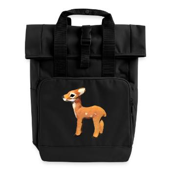 Fawn design - Roll Top Backpack with Two Handles - black - Front
