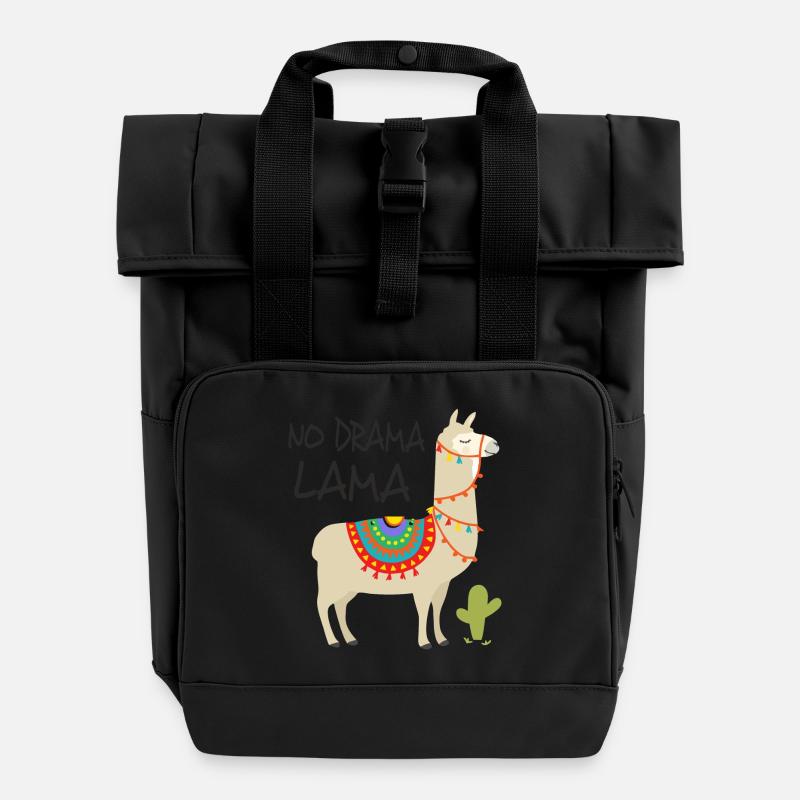 Drama Lama 1 - Roll Top Backpack with Two Handles - black