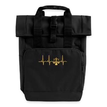 evolution ekg heartbeat lawyer justice justice - Roll Top Backpack with Two Handles - black - Front