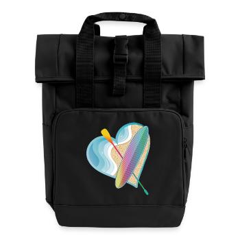 Stand up paddling with a lot of heart on the beach - Roll Top Backpack with Two Handles - black - Front