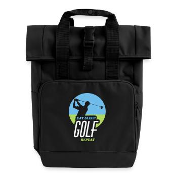 Essen, Schlafen, Golfen, Wiederholen - Rolltop Rucksack mit zwei Griffen - Schwarz - Vorne