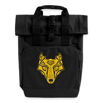 Viking Wolf gelb transparent - Rolltop Rucksack mit zwei Griffen - Schwarz - Vorne