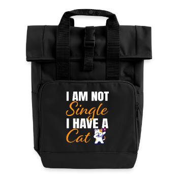 Not Free, I Have a Cat - Roll Top Backpack with Two Handles - black - Front