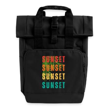 coucher de soleil - Roll Top Backpack with Two Handles - black - Front