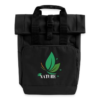 Natur Papillon - Rolltop Rucksack mit zwei Griffen - Schwarz - Vorne