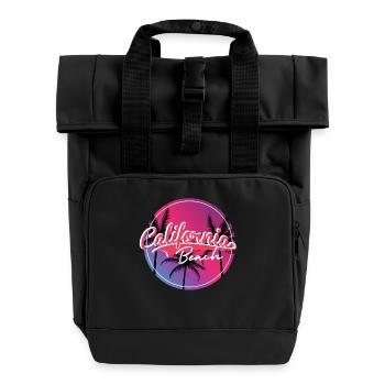 Californie Beach - Roll Top Backpack with Two Handles - black - Front