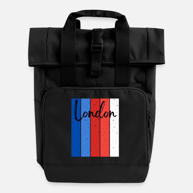 Stadt London - Rolltop Rucksack mit zwei Griffen - Schwarz