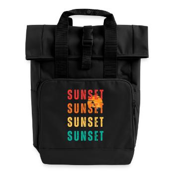 Sunset - Roll Top Backpack with Two Handles - black - Front